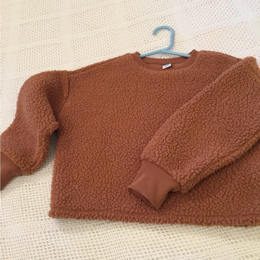 Teddy Bear Sweater sweatshirt Old Navy Girls 6/7 Sherpa sheepskin look sweater - Picture 5 of 5